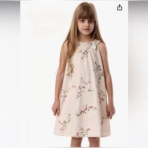 Flower girl dress ivory with delicate floral print 100% linen 8